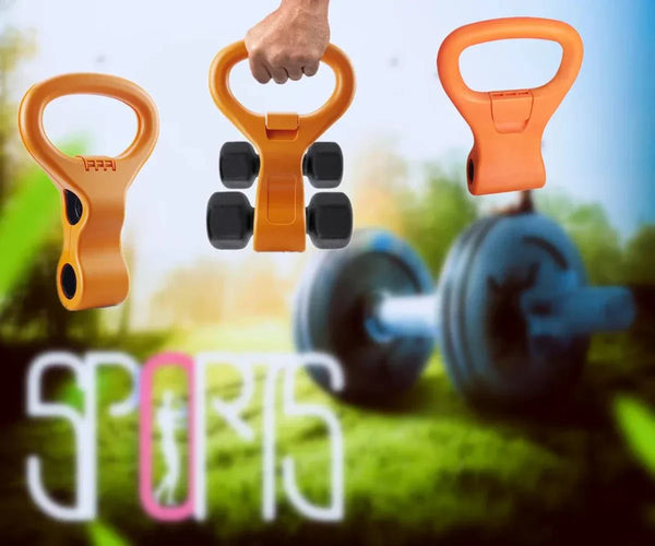 Adjustable kettle grip handle for dumbbell, portable weightlifting accessory for travel and gym workouts.