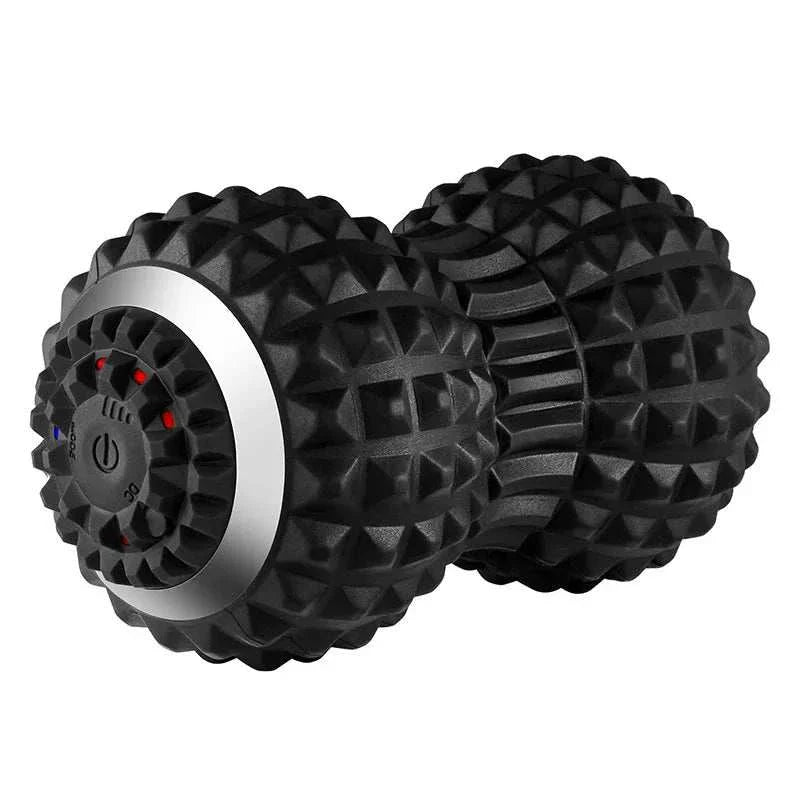 Massage peanut ball with textured surface, USB rechargeable, 4-speed vibration, deep tissue therapy.