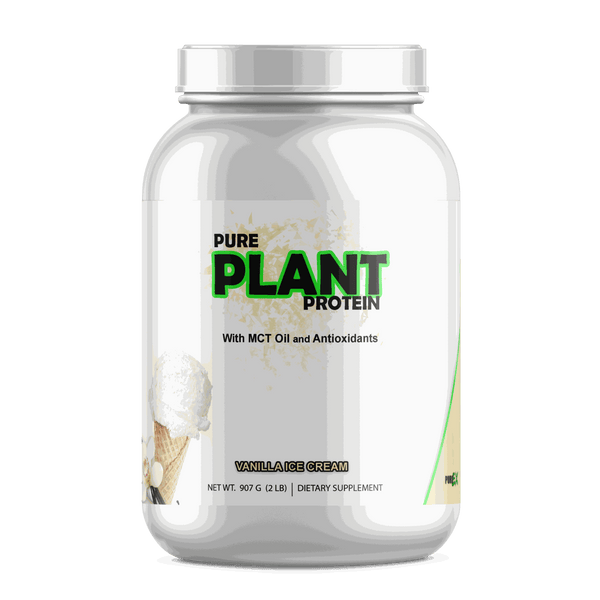 Vanilla flavored plant based protein powder with MCT oil and antioxidants for men and women.