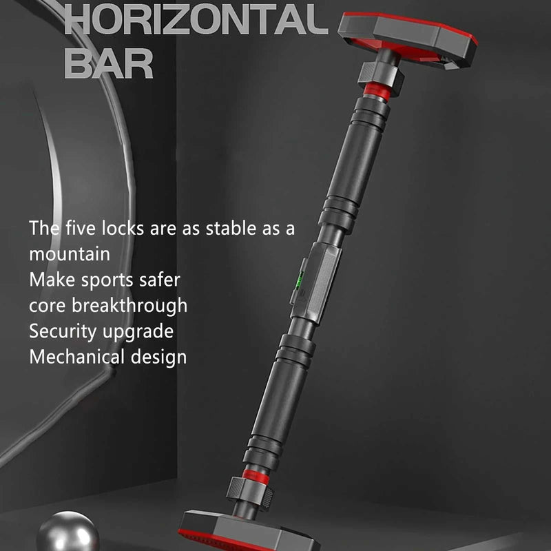 Horizontal non-slip telescopic pull up bar with secure installation, featuring octagonal silicone surfaces for stable grip and durable design. Ideal for fitness enthusiasts.