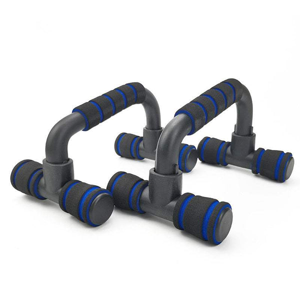 Non-slip push up handles with foam grips for upper body workouts.