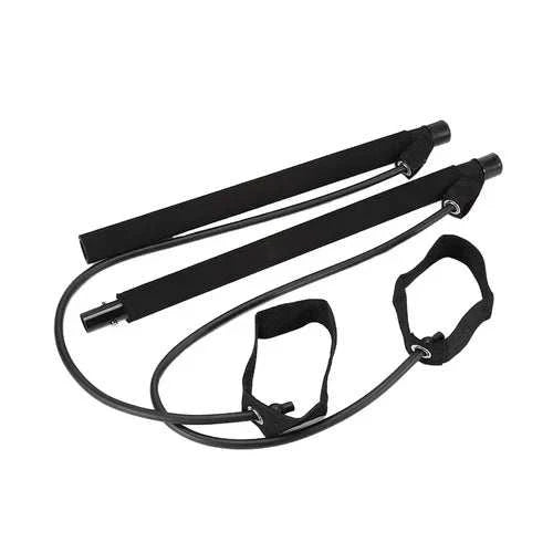 Portable resistance band bar for home fitness and yoga, lightweight and detachable.