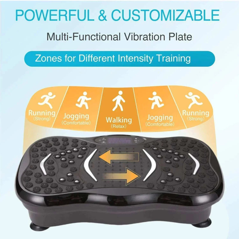 Powerful vibrating exercise machine with customizable intensity zones for running, jogging, and walking.